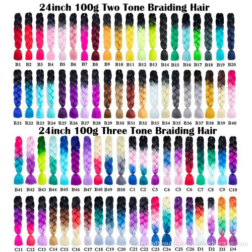 Wholesale Private Label Cheap Jumbo Braid Synthetic hair pre stretched Crochet Hair 24 inch Ombre Braiding Hair for Black Women